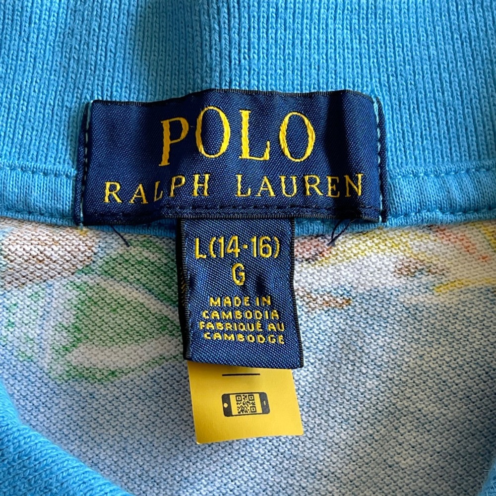 Polo Ralph Lauren Boys Blue Underwater Polo Bear Shark Shirt Size L 14-16 - Picture 3 of 8